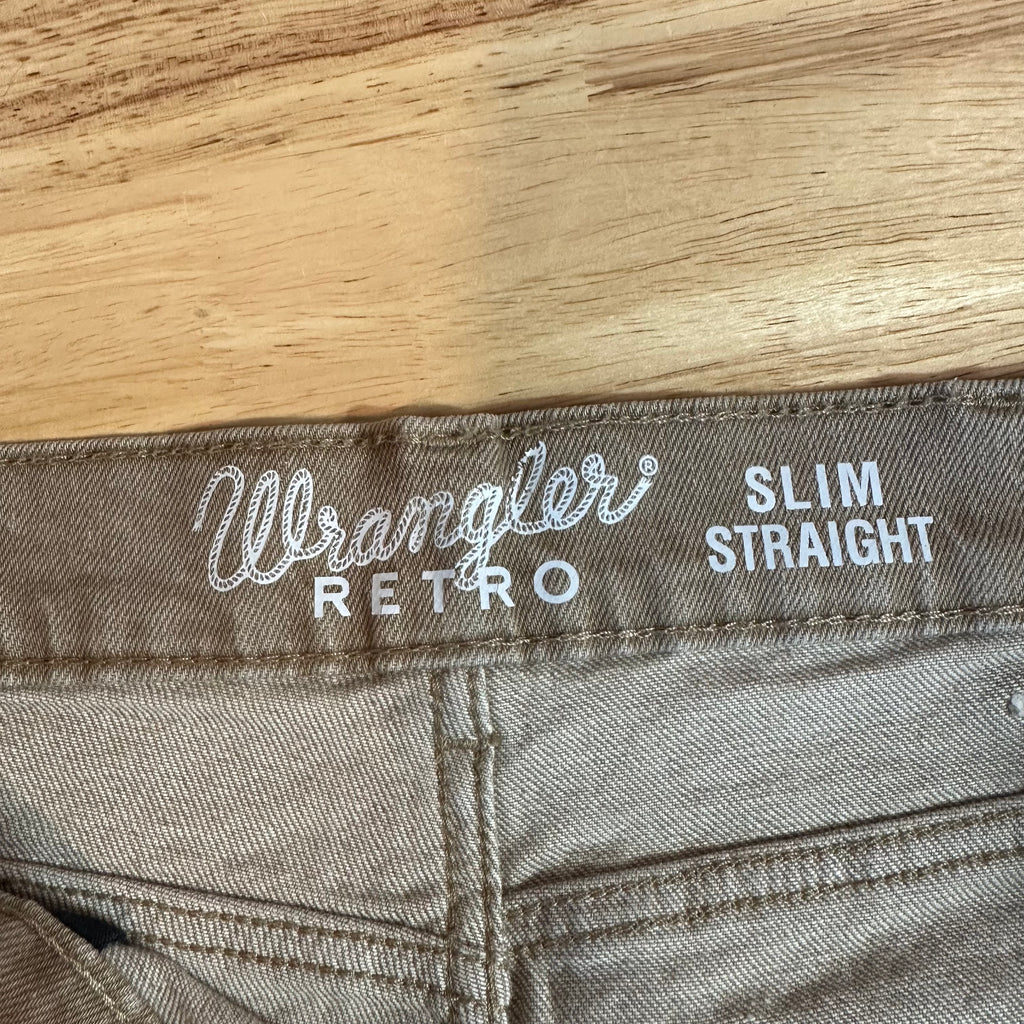 Wrangler Slim Straight Mens 32x34 Tan Jeans