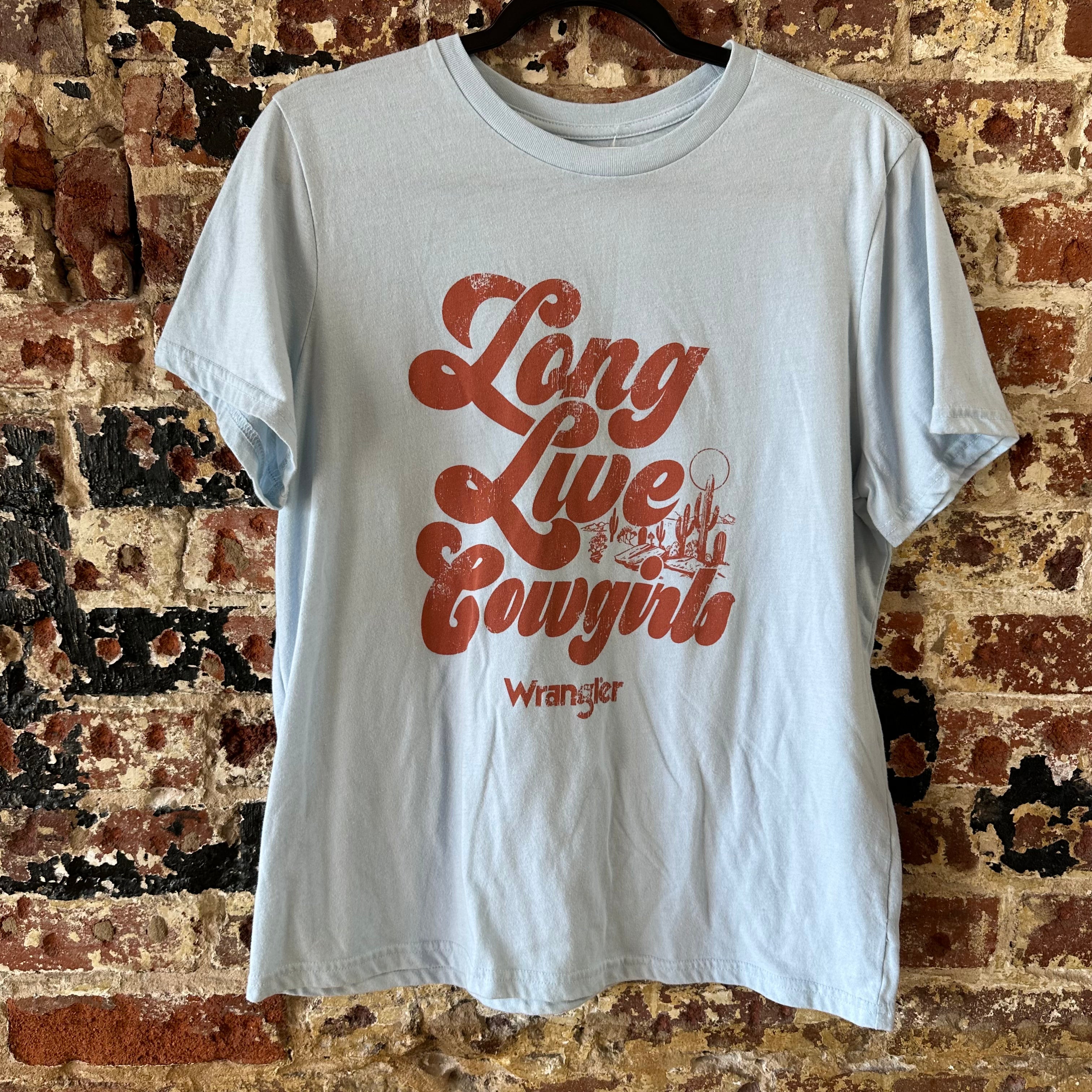 Wrangler T-Shirt Long Live Cowgirls Blue Womens Large