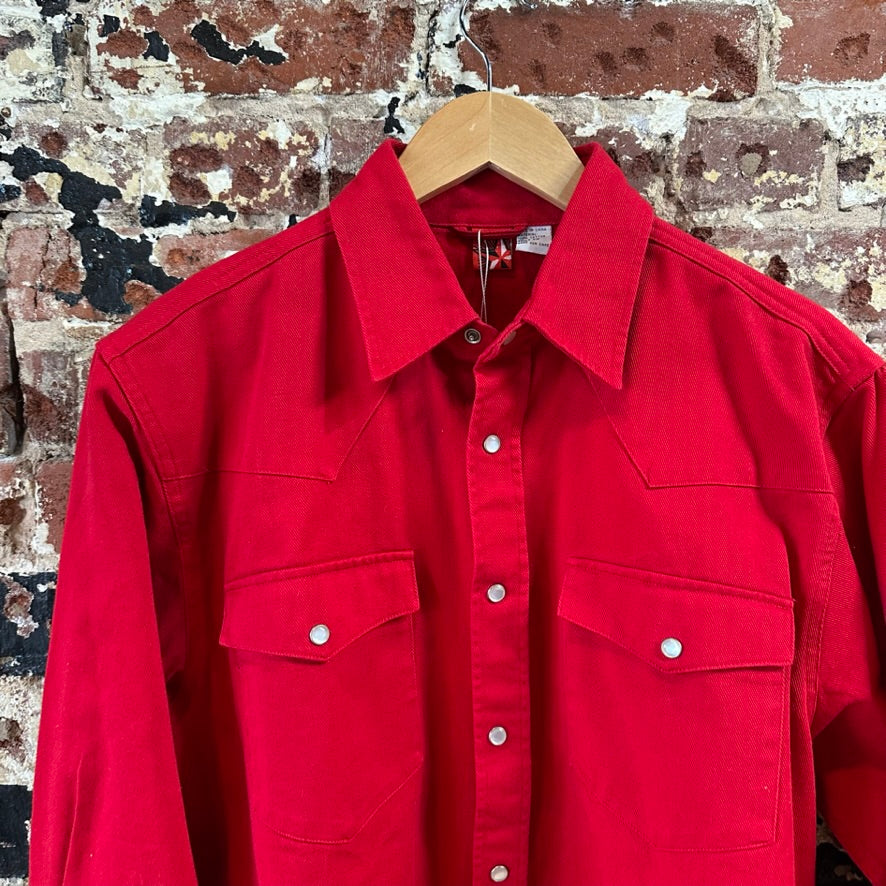 Marlboro Button Up Shirt Mens Small Western Long Sleeve Red