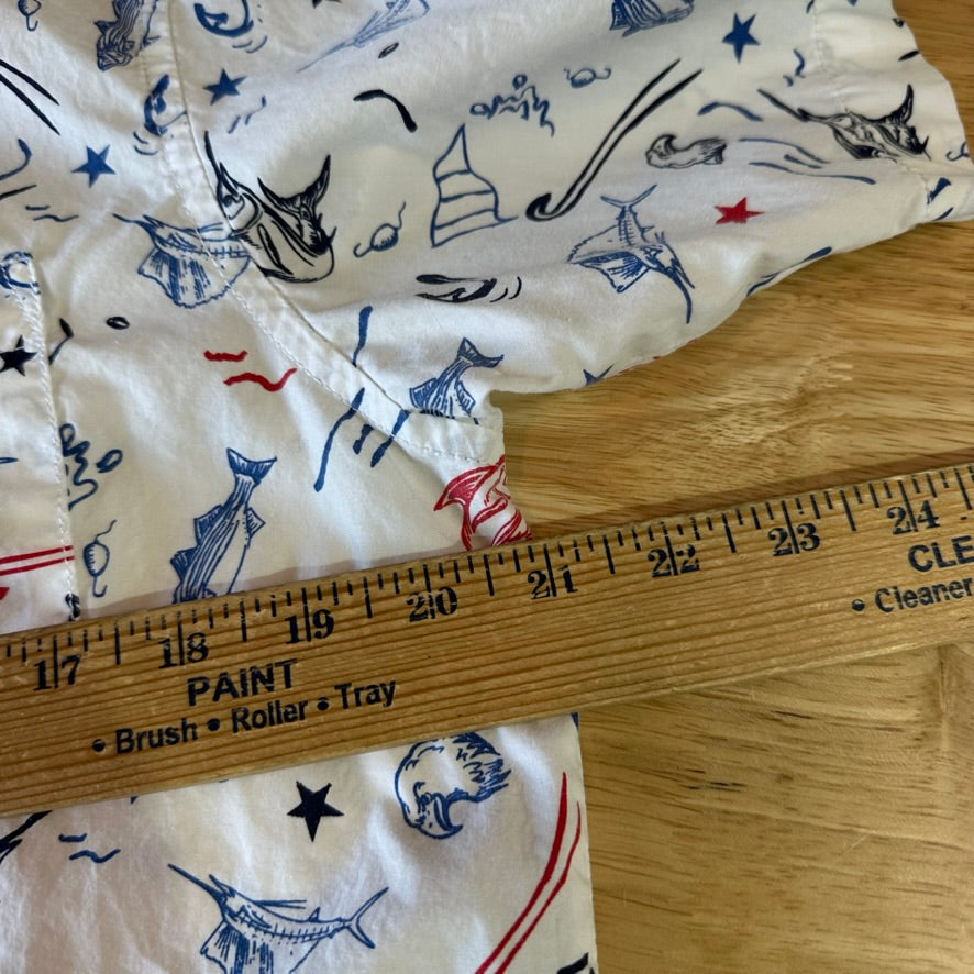 Magellan Shirt Mens Small Short Sleeve Button Down Fish Gear 4th of July