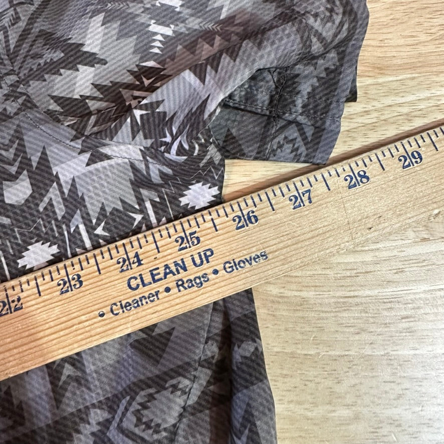 Rock & Roll Aztec Western Shirt Short Sleeve Snap Button Mens 2XL Brown