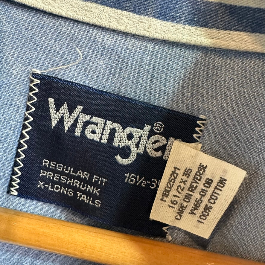 VTG Wrangler Men's Large Blue Western Shirt