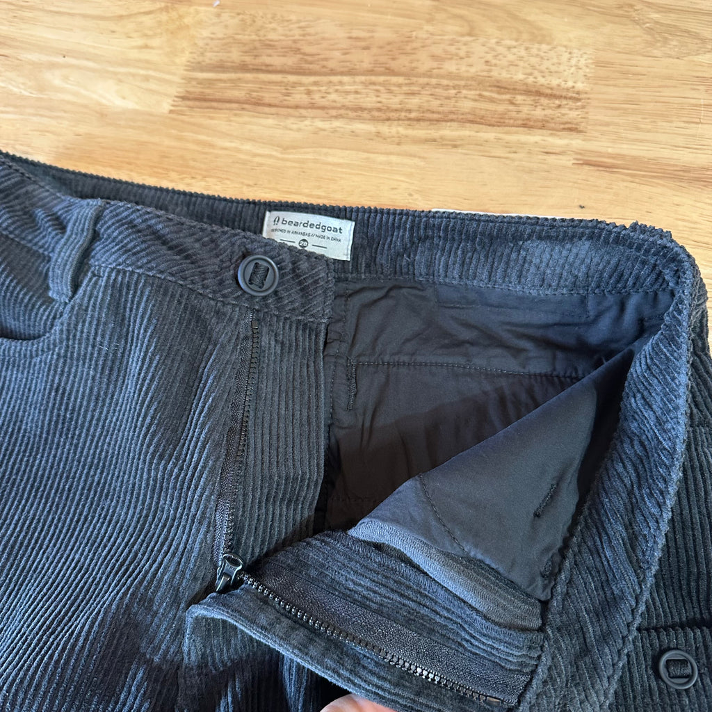 Bearded Goat Mens 28 Black Corduroy Shorts