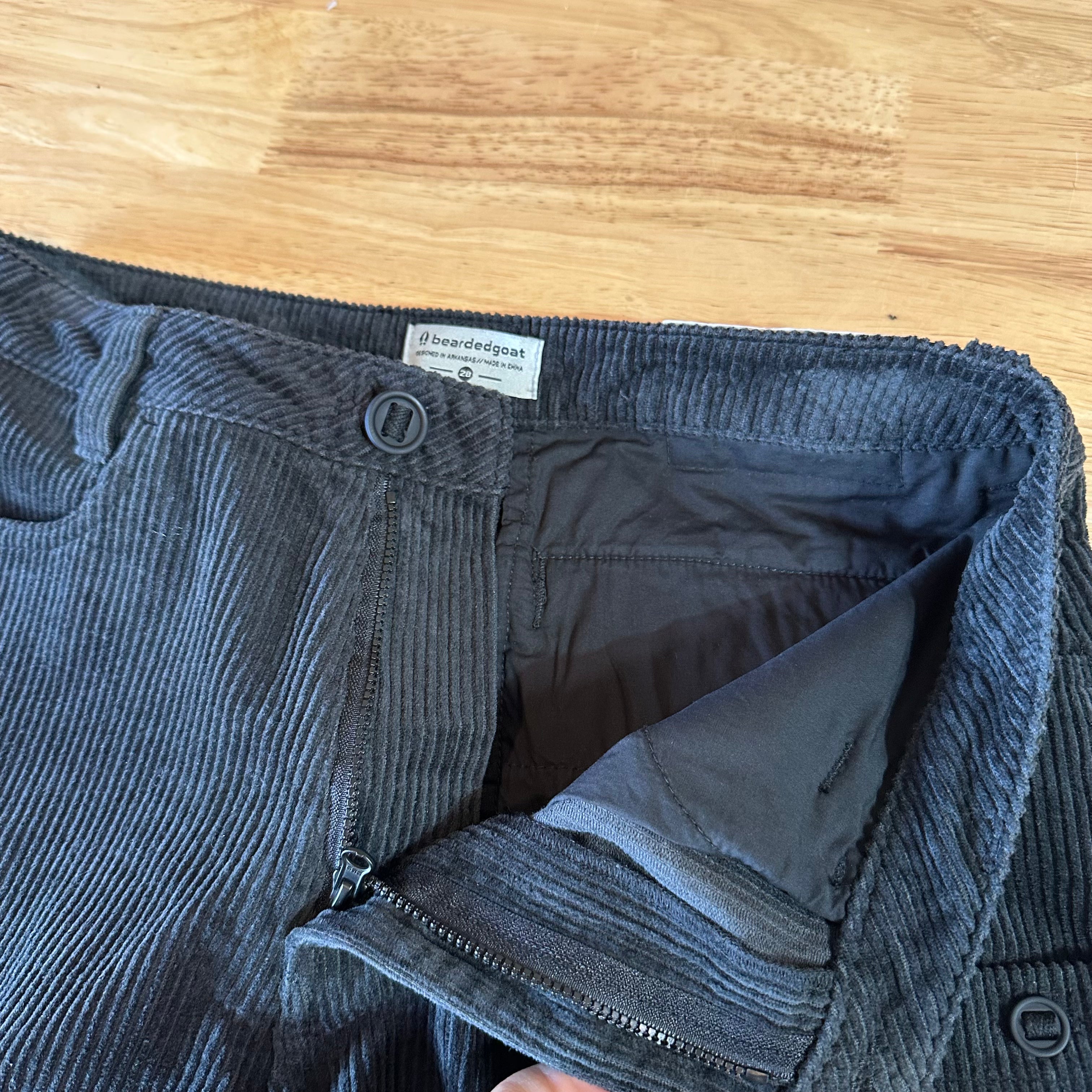 Bearded Goat Mens 28 Black Corduroy Shorts