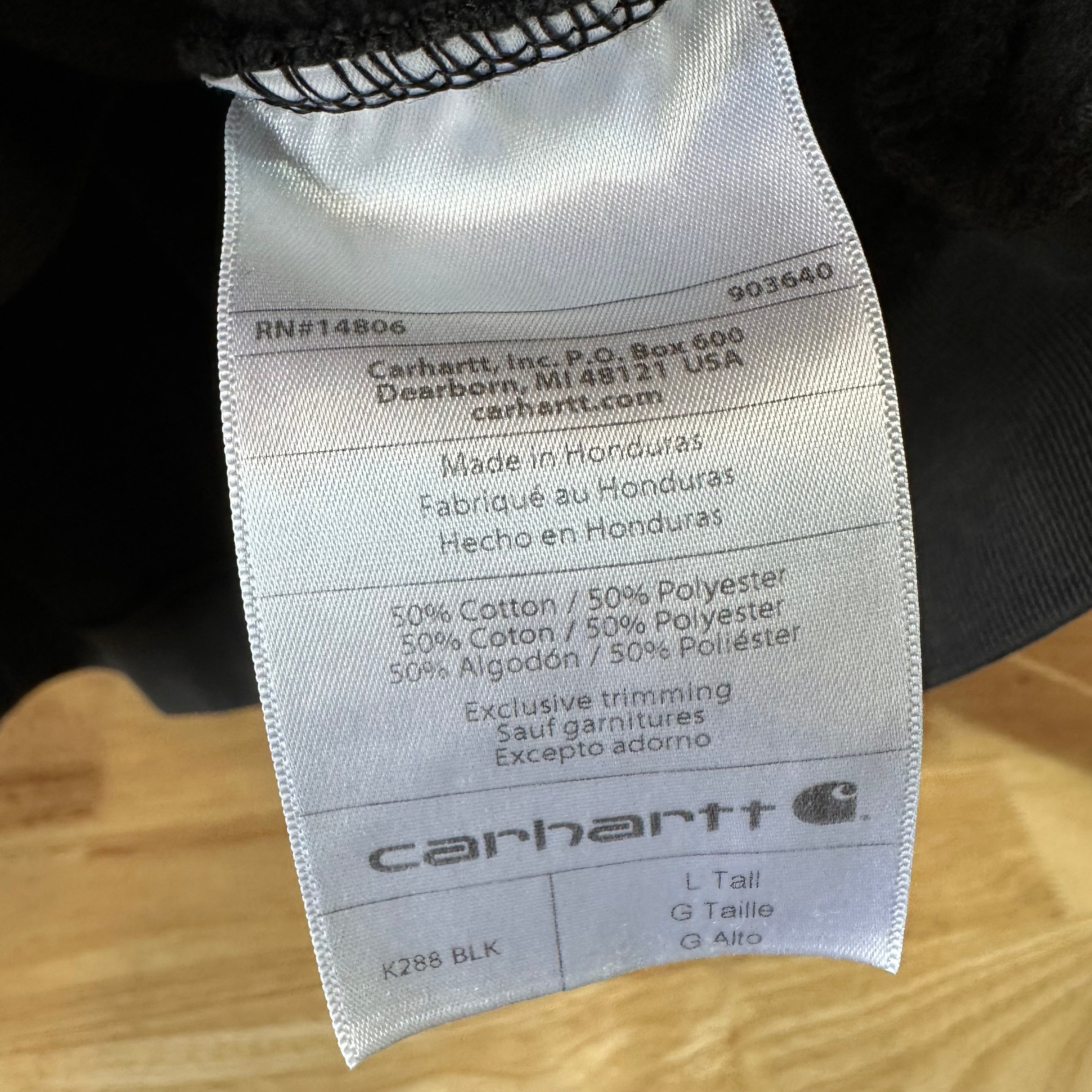 Carhartt Men's Large Tall Black Hoodie