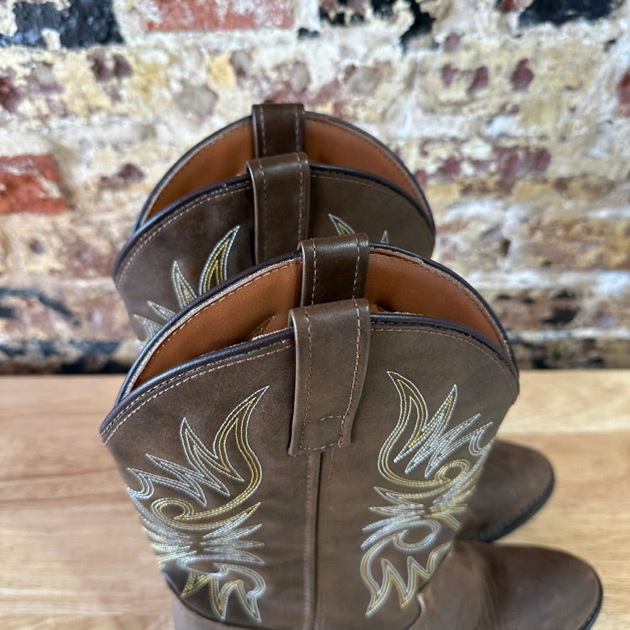 Laredo 4242 Lea Vamp Fox Brown Pull On Western Cowboy Boots Mens 8D