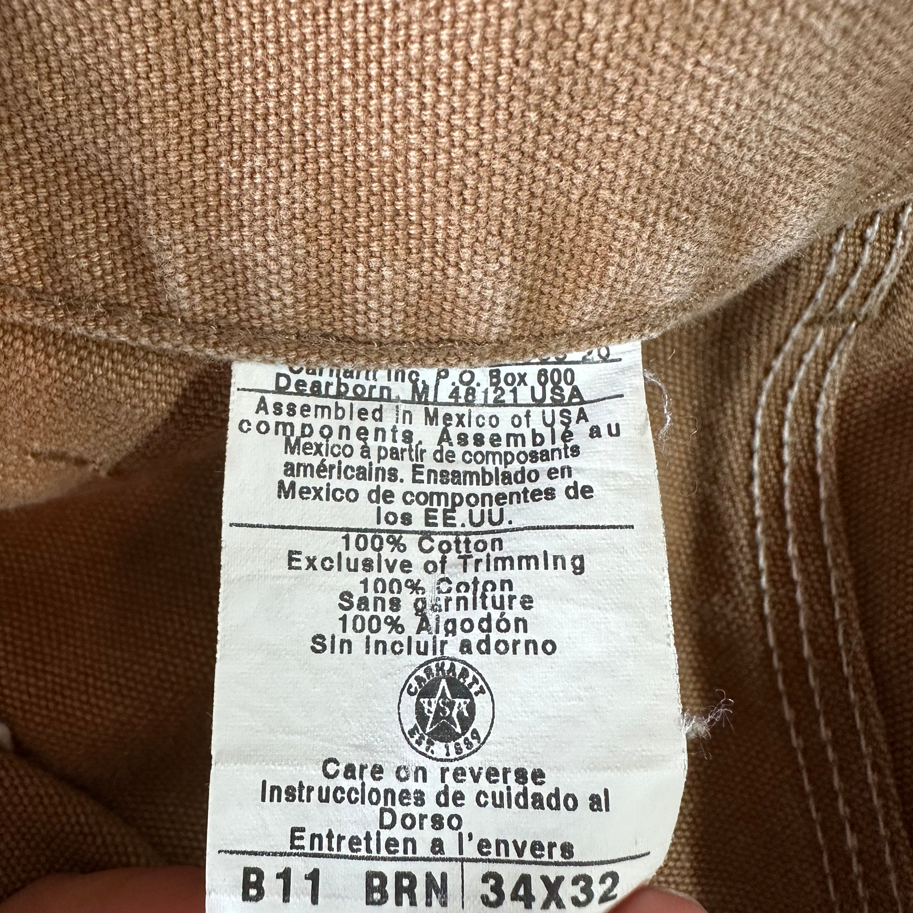 Vintage Carhartt B11 BRN Carpenter Pants 34x32 Brown Workwear 2006