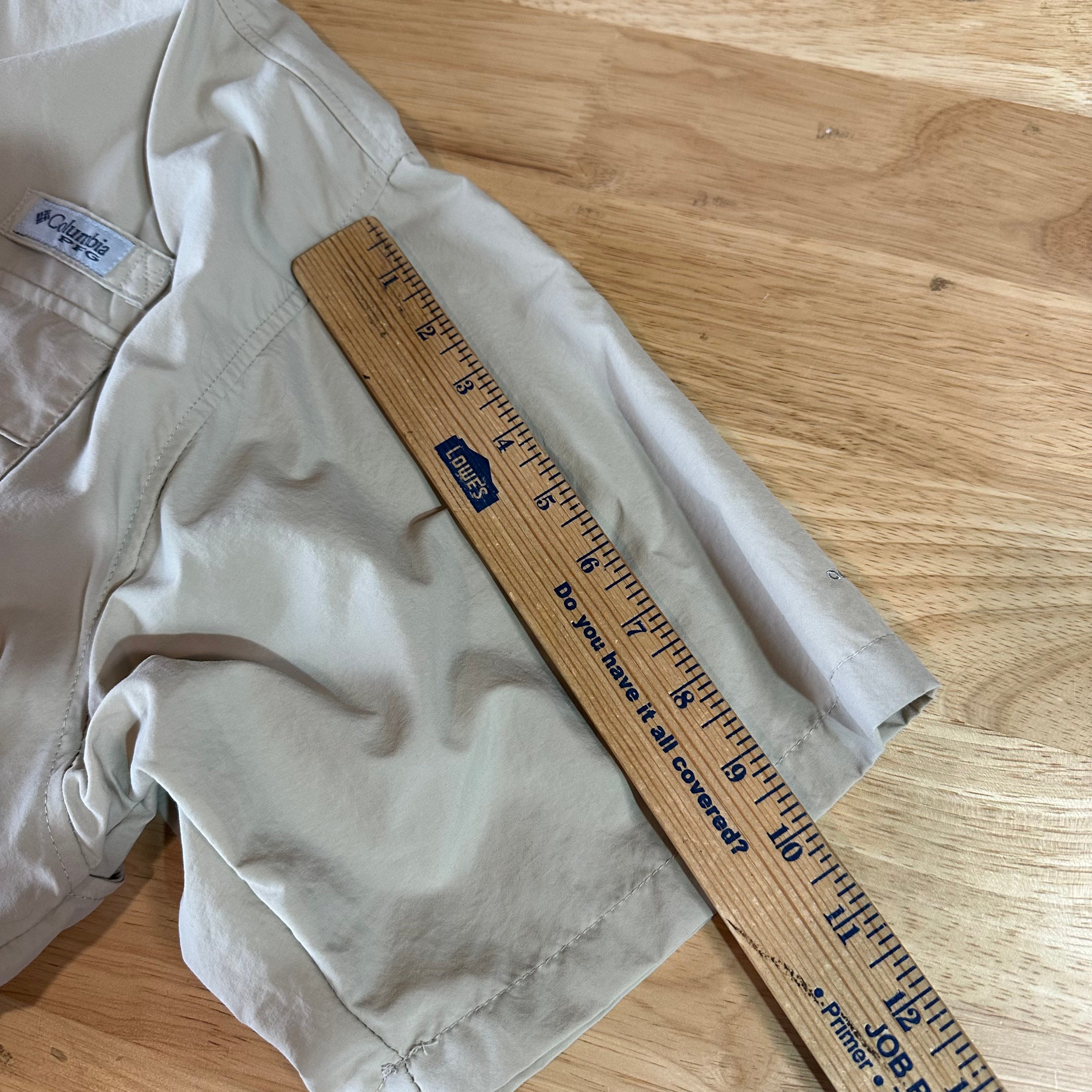 Columbia PFG Short Sleeve Outdoor Button Up Shirt Tan Mens 2XL Fishing