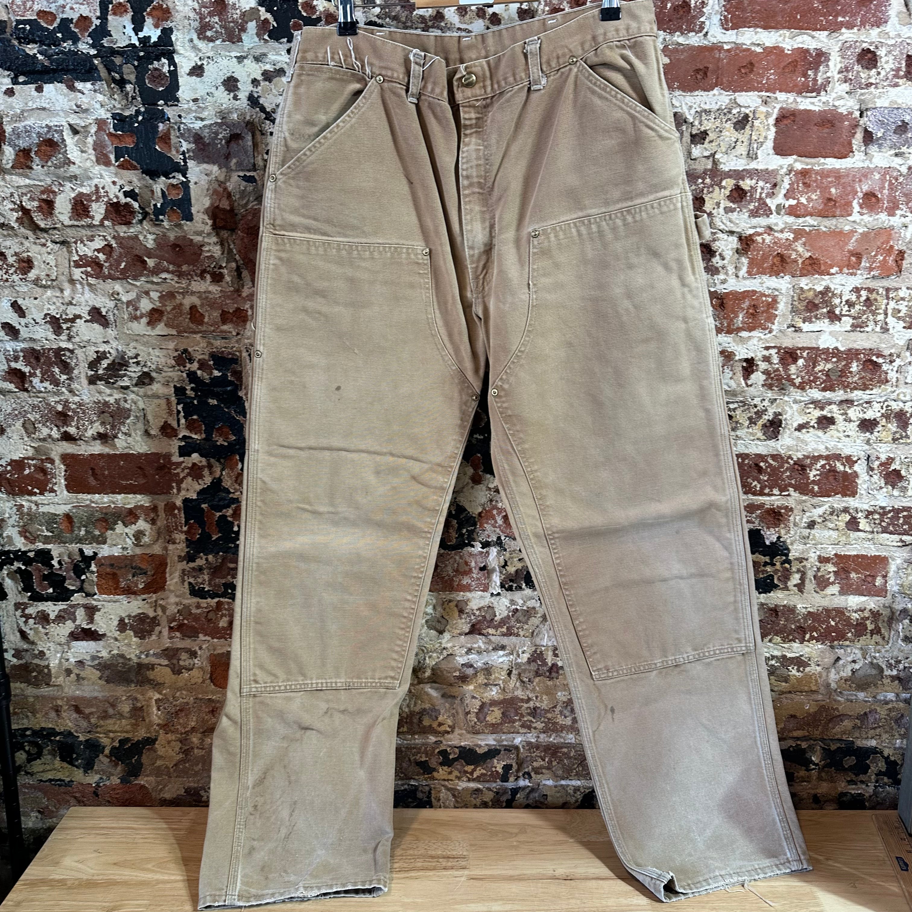 VTG Carhartt 62W Brown Mens 35x32 Double Knee Pants
