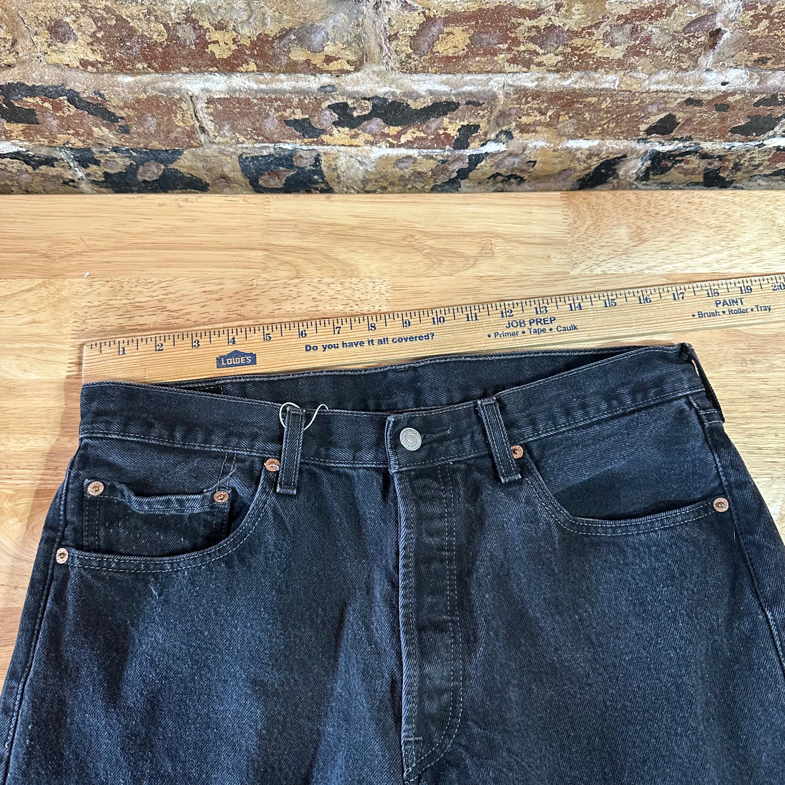 Levis 501 Mens 36x34 Denim Black Straight Leg Jeans