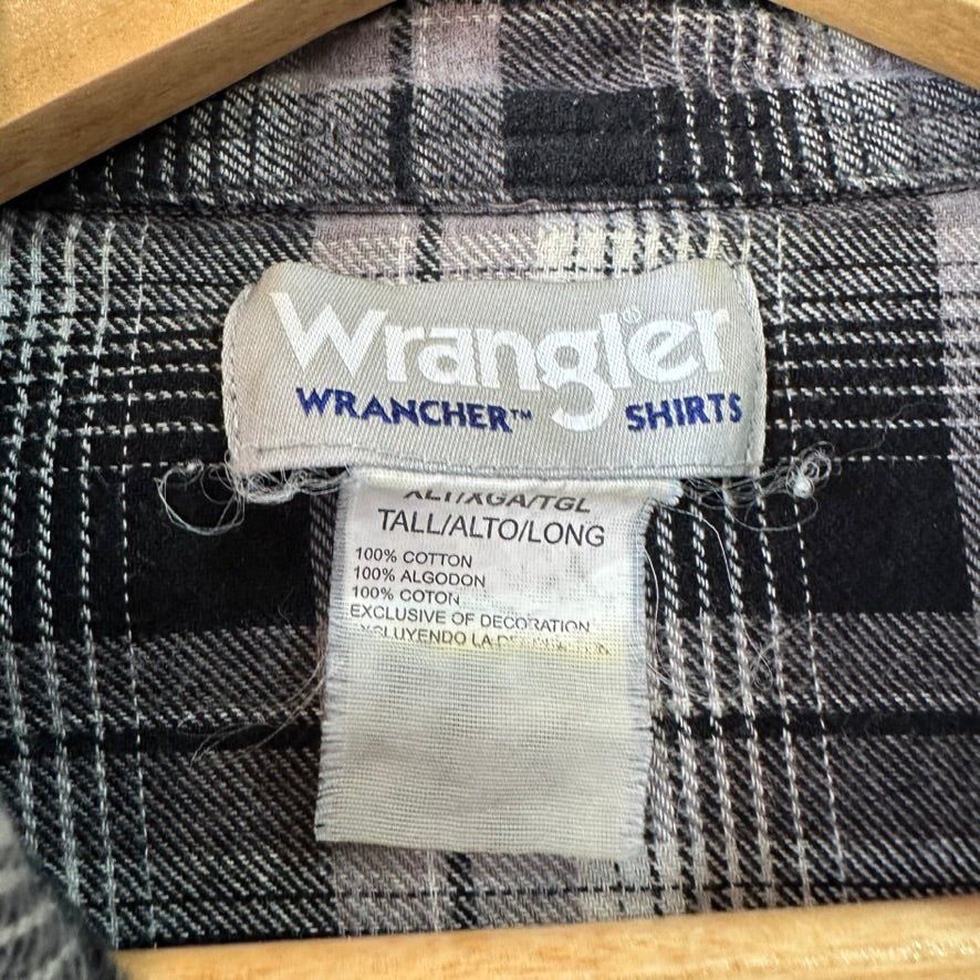 Wrangler Wrancher Flannel Shirt Mens XLT Pearl Snap Button Long Sleeve Plaid