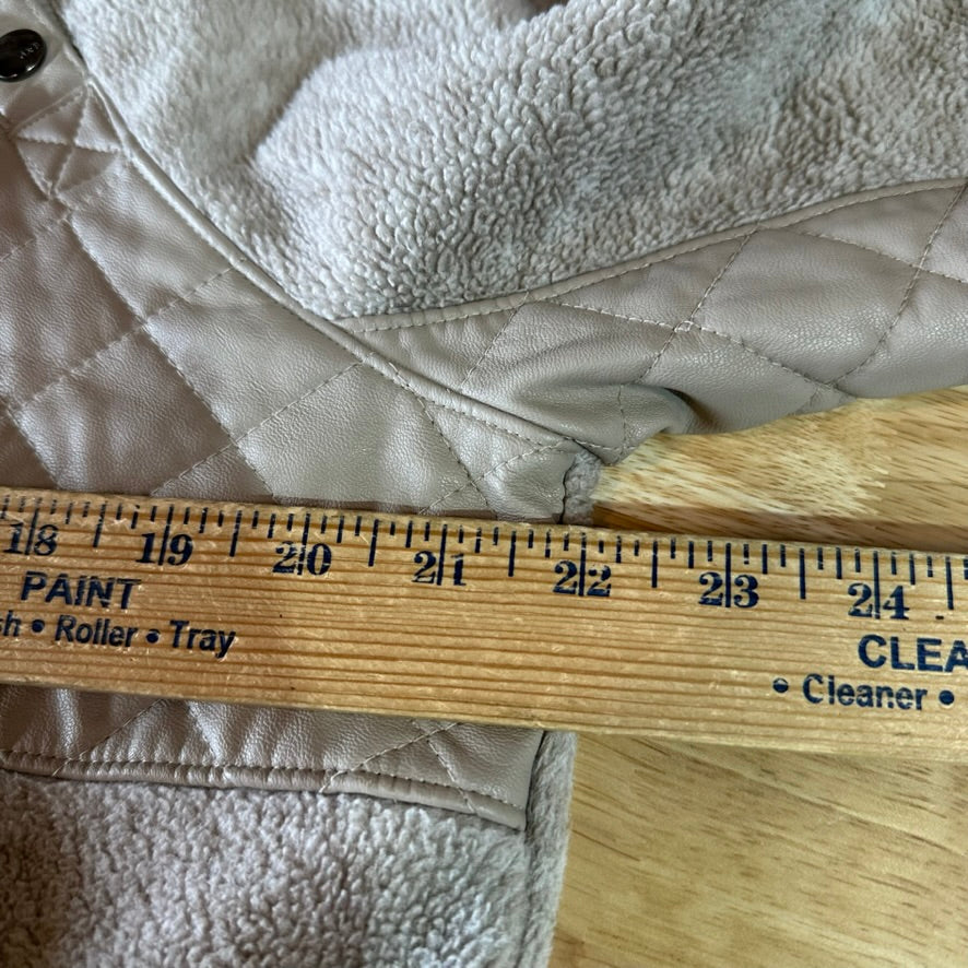 Abercrombie Fitch Women’s Asymmetrical Snap Fleece Tan Beige Large Sherpa