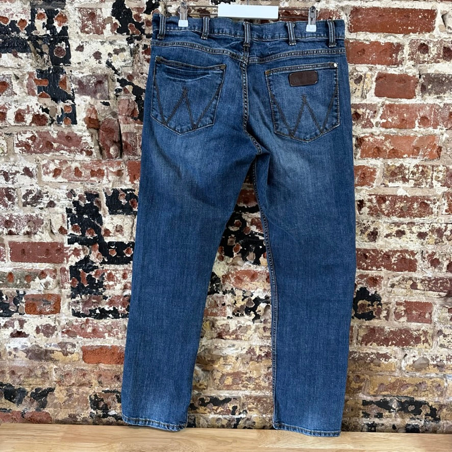 Wrangler Jeans Mens 36x32 Blue Retro Slim Straight Denim Western Cowboy