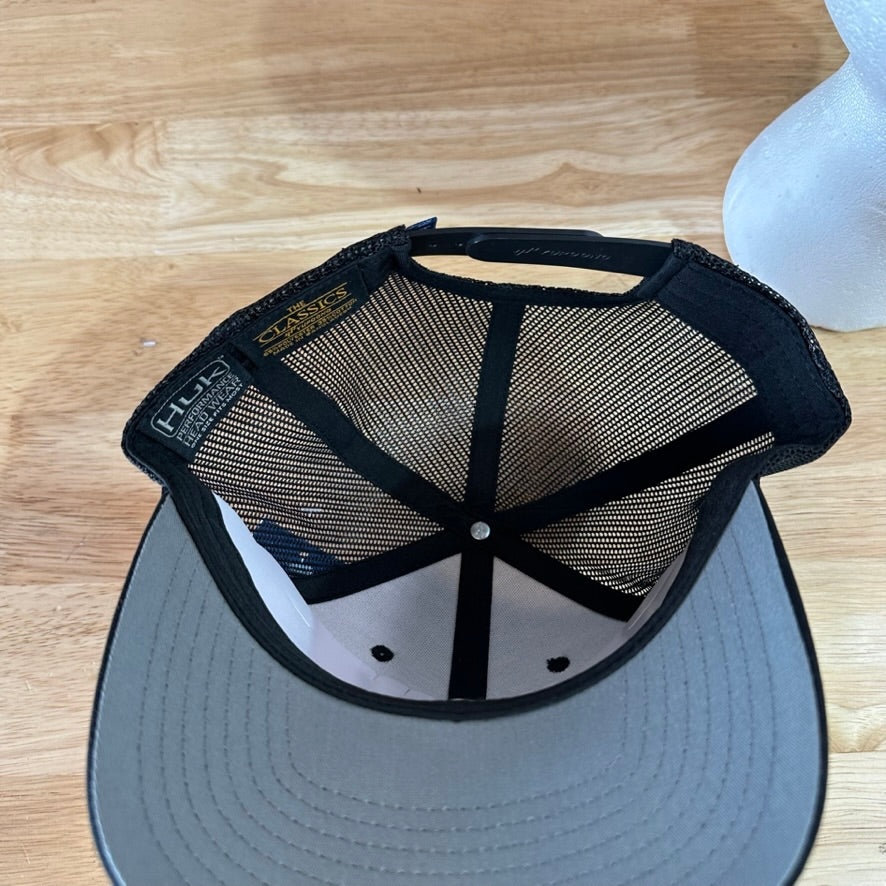 Huk Fishing Mens Black Flag Hook Logo Adjustable Snapback Cap Hat NEW