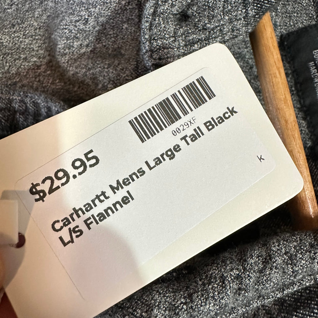 Carhartt Mens Large Tall Gray Black Flannel