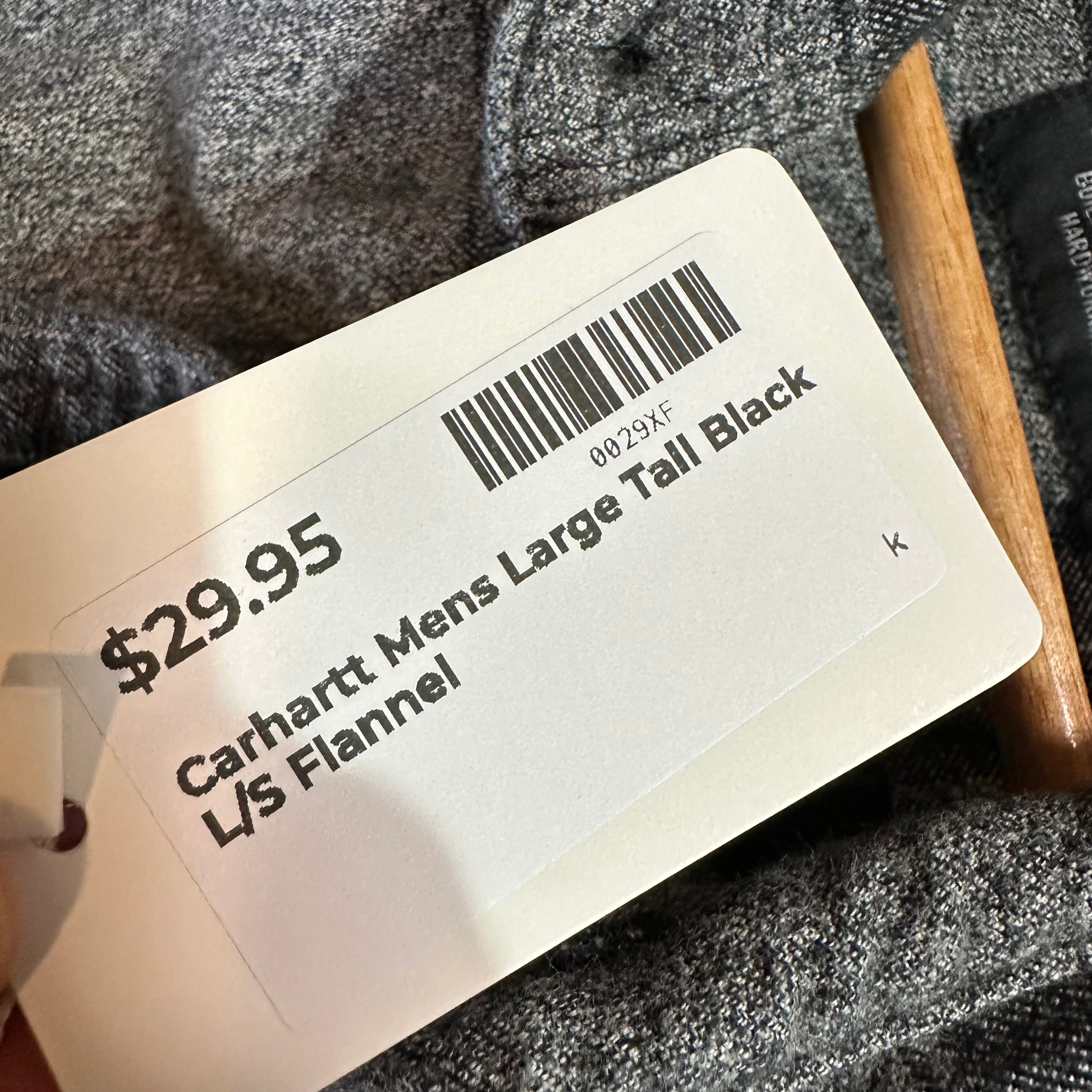 Carhartt Mens Large Tall Gray Black Flannel