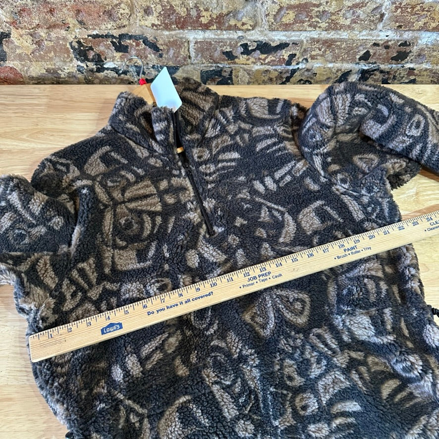 VTG THE NORTH FACE Womens Large 1/2 Zip black Brown Fleece Aztec expedition