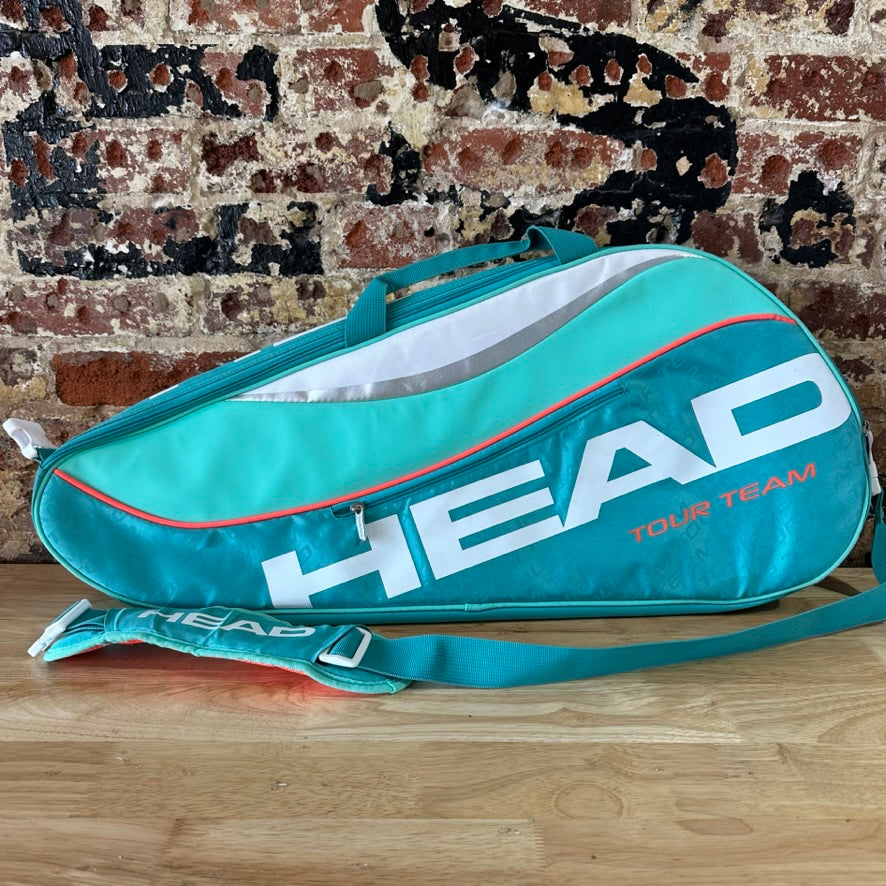 Head Tour Team Tennis Racquet Bag Shoulder Strap Holds 2-3 Rackets Turquoise