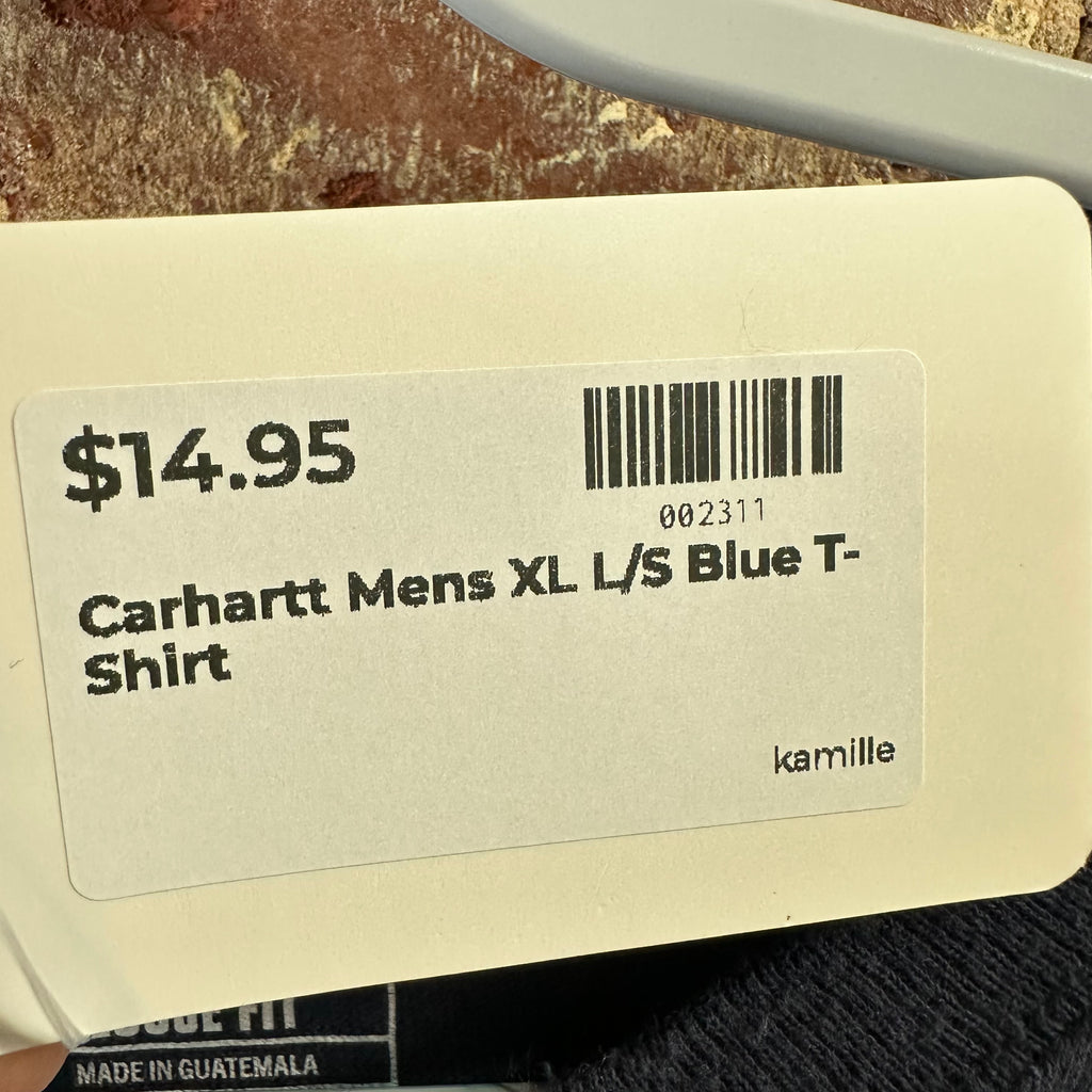 Carhartt Men's XL Loose Fit Long Sleeve T Shirt Blue Pocket T
