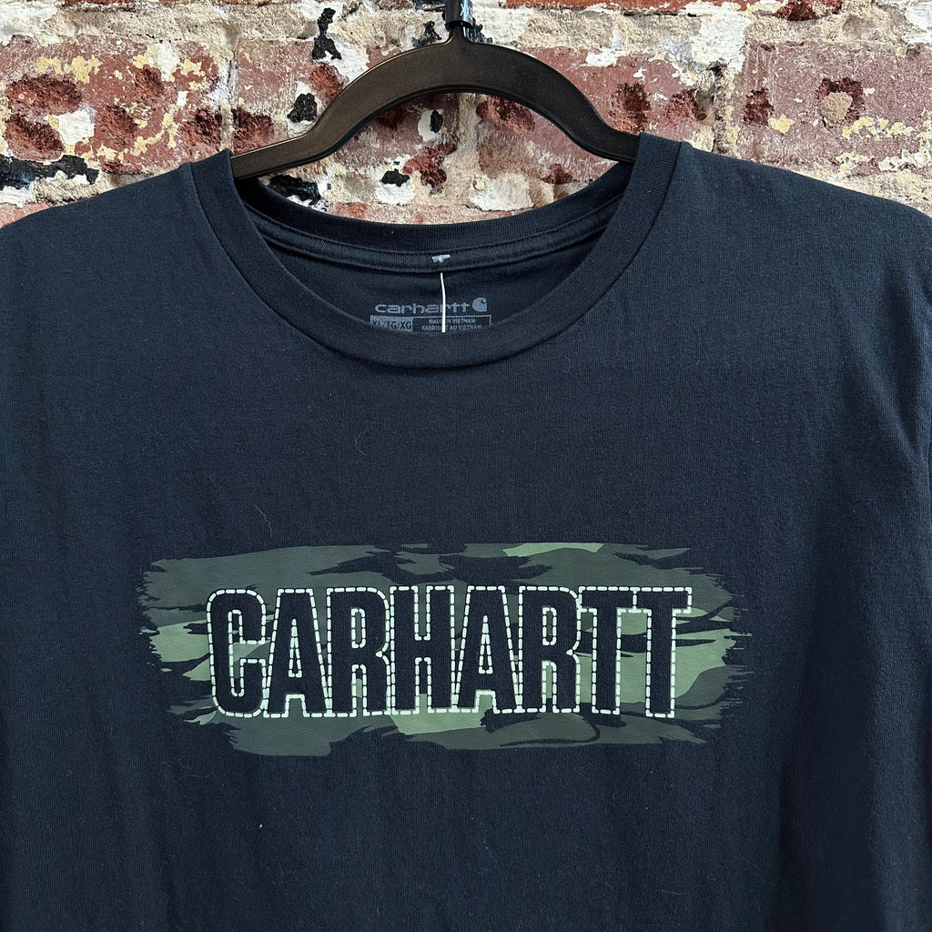 Carhartt Short Sleeve Black Camo Logo T-Shirt Boys XL Outdoor Hunting