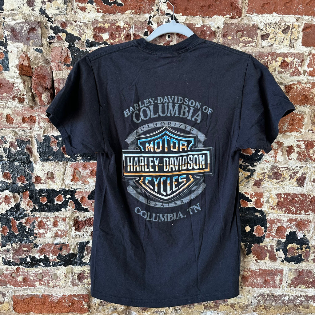 Harley Davidson Forged in Steel T-Shirt Mens Medium Black Biker Short Sleeve TN