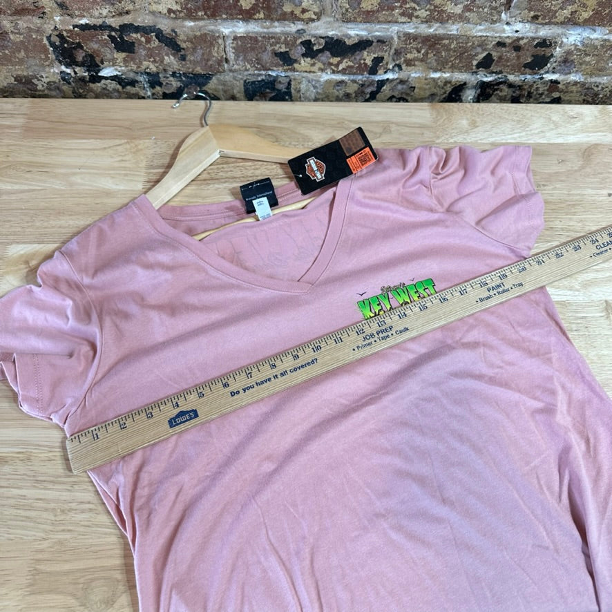 Harley Davidson Women's 2XL Short Sleeve Pink T-Shirt V-Neck NEW