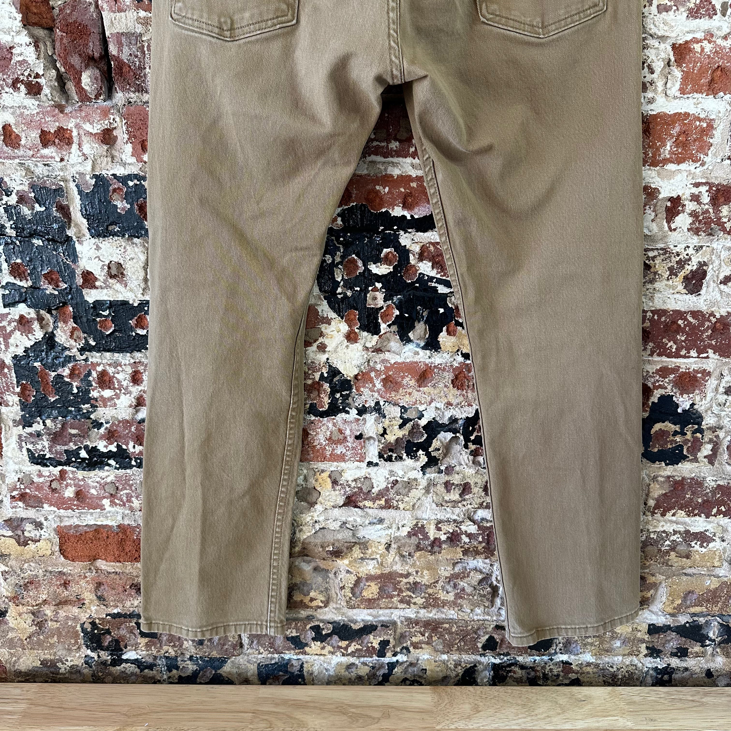 Levis 513 Jeans Mens 34x30 Brown Tan Slim Straight Leg Denim (measures 35x28.5)
