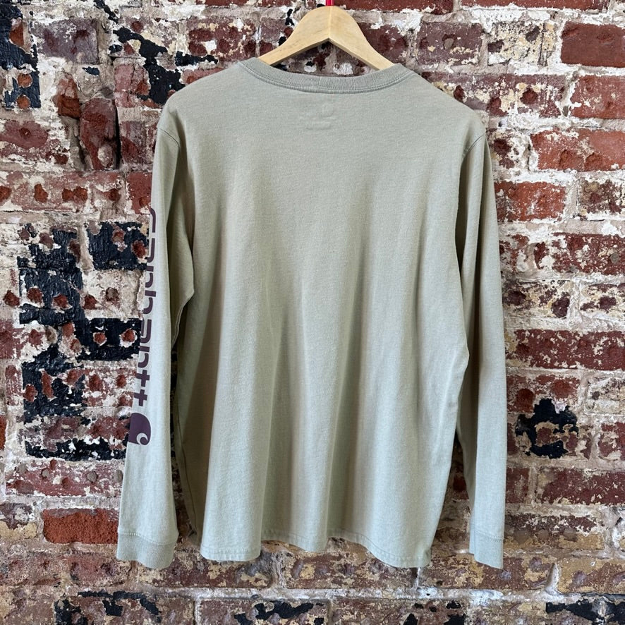 Carhartt Crew Neck T-Shirt Womens Large Original Fit Long Sleeve Work Green
