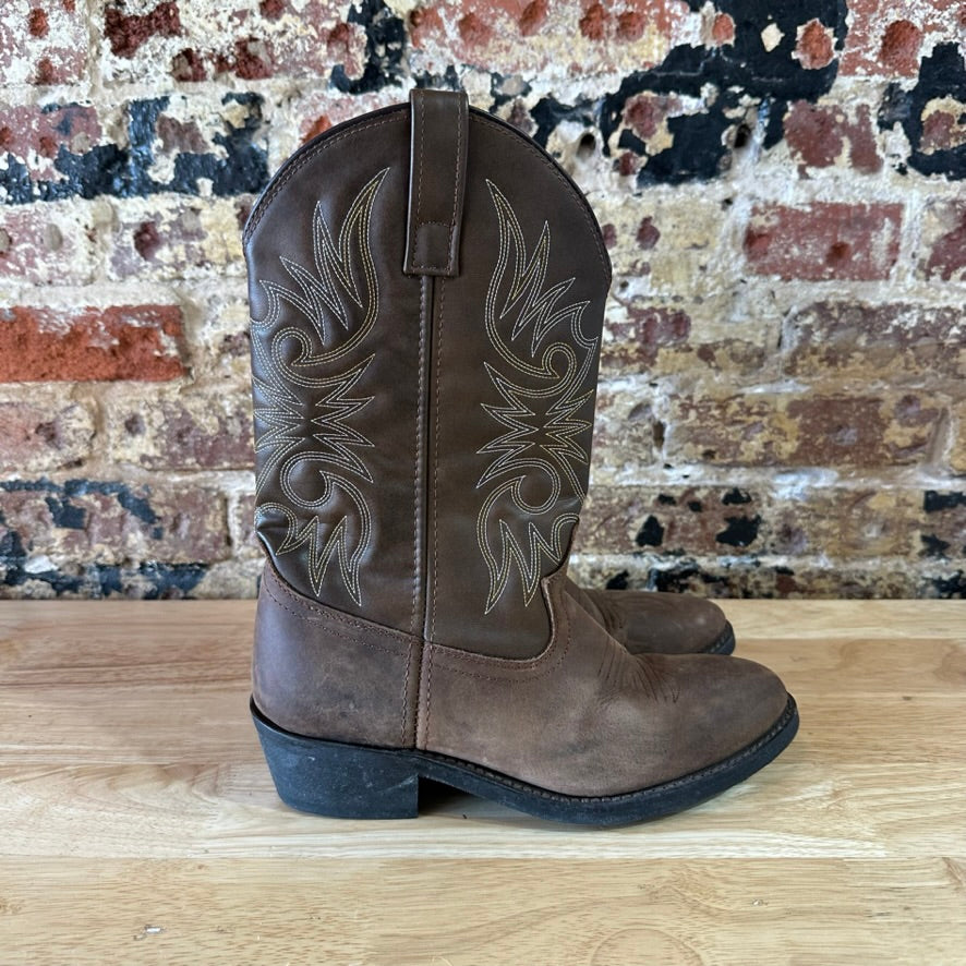 Laredo 4242 Lea Vamp Fox Brown Pull On Western Cowboy Boots Mens 8D