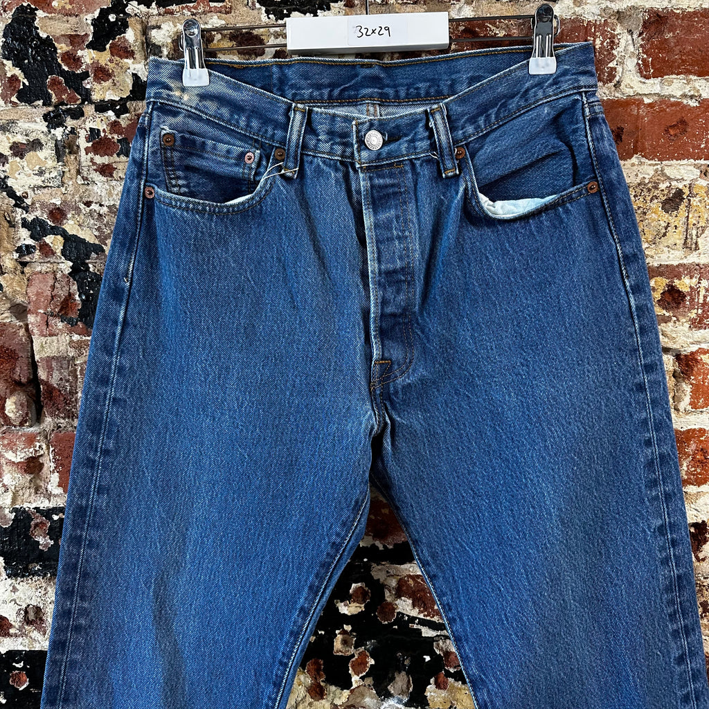 Levis 501 Jeans Mens 32x29 Straight Leg Button Fly Blue Denim