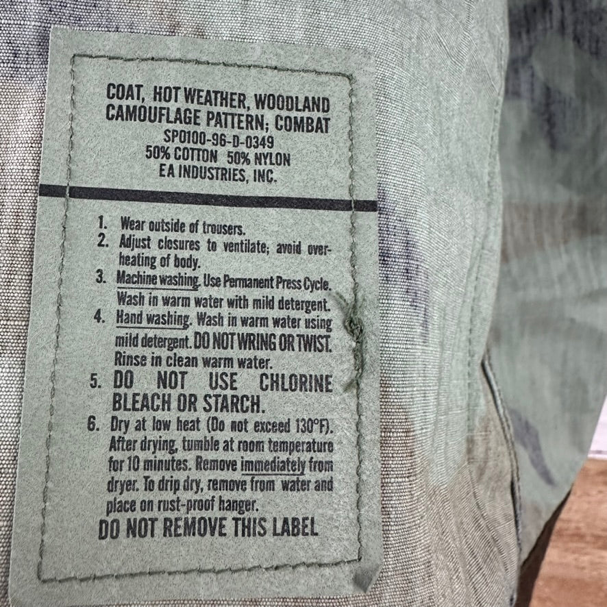 US Army Jacket Mens Medium Long Woodland Combat Coat Shirt