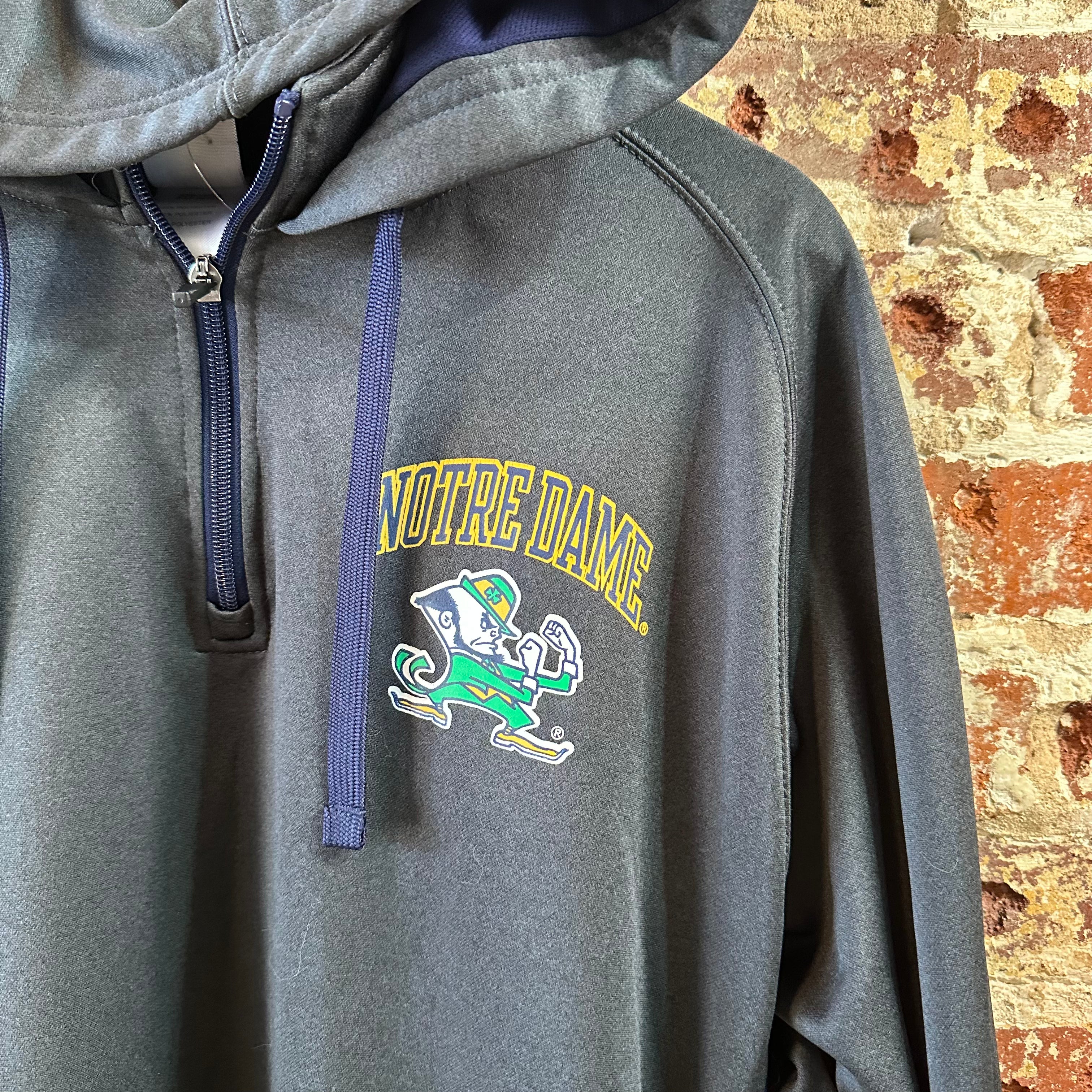 Pro Edge Norte Dame Mens Large Gray Hoodie