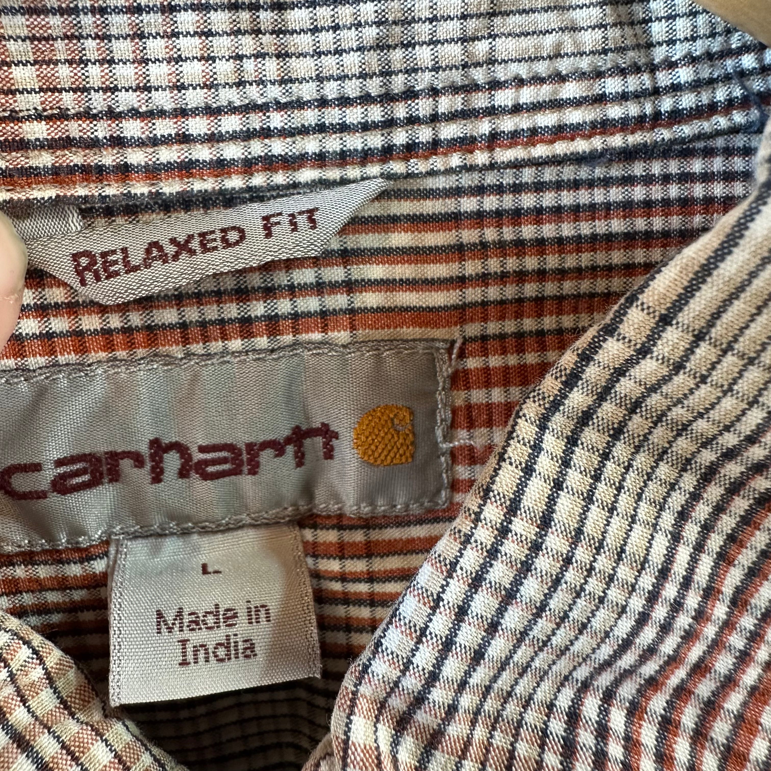 Carhartt shirt button up Short Sleeve Work Shirt Red Plaid Casual Mens Large