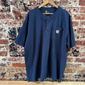 Carhartt Mens 2XL Original Fit Short Sleeve Pocket Henley T-Shirt K84 NVY