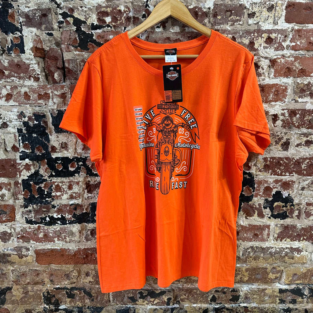 Harley Davidson Women's 2XL Short Sleeve Orange T-Shirt NEW