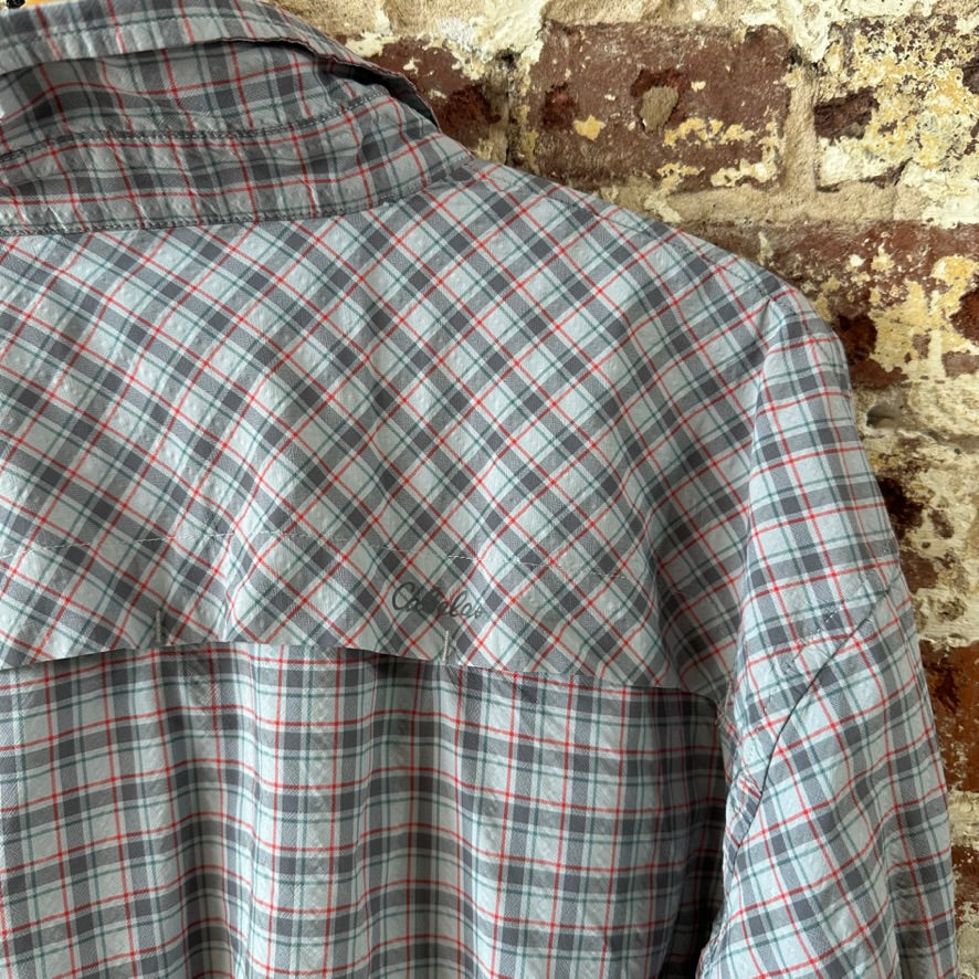 Cabela's Shirt Mens XL Long Sleeve Button Vented Gray Plaid Outdoor