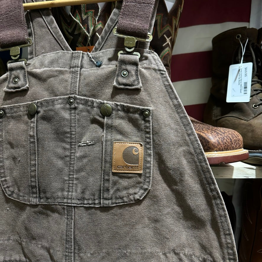 VTG Carhartt R27 CHT Mens 34x30 Brown Bibs