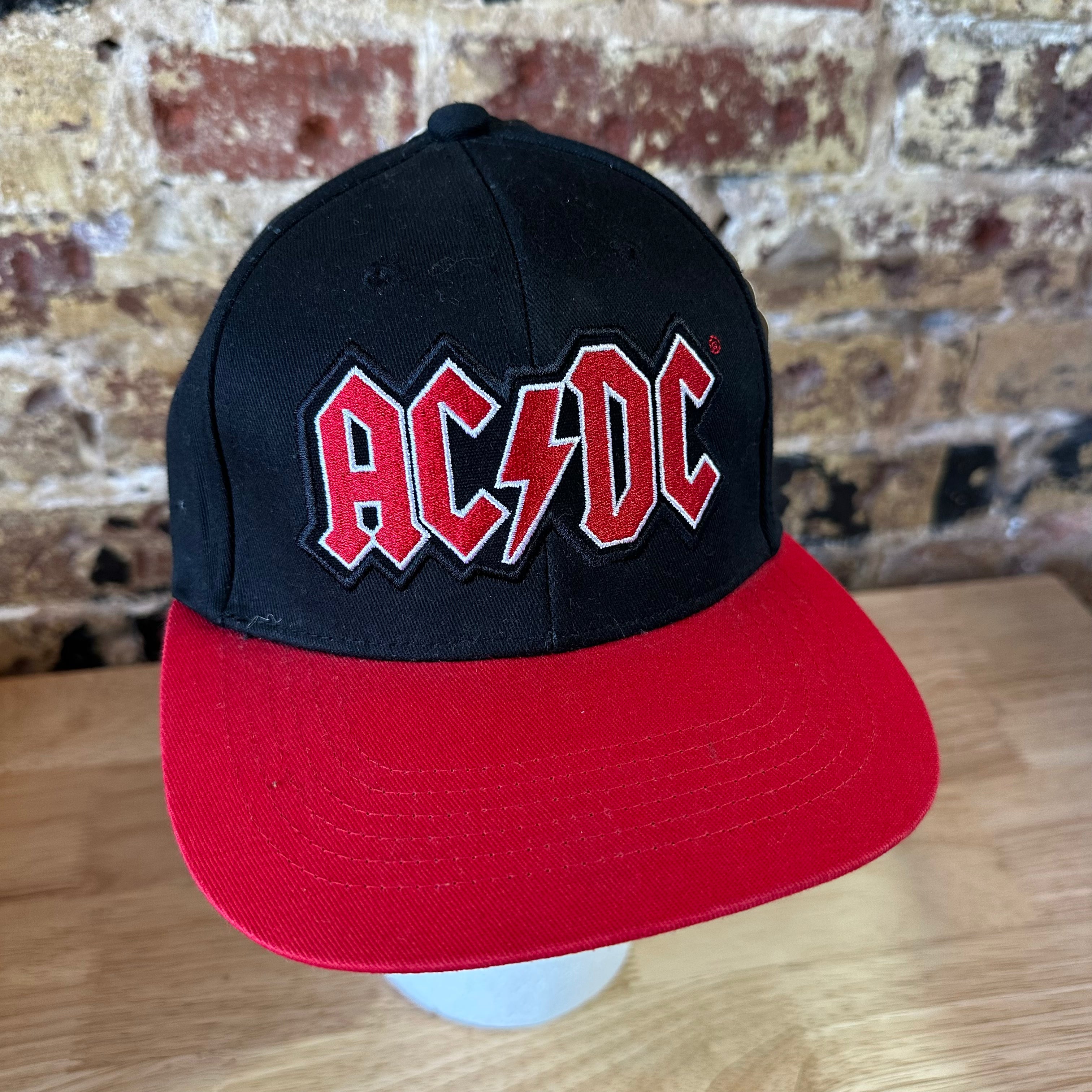 Lucky Brand AC/DC Snapback Hat Black Red Embroidered Rock Band Cap NEW