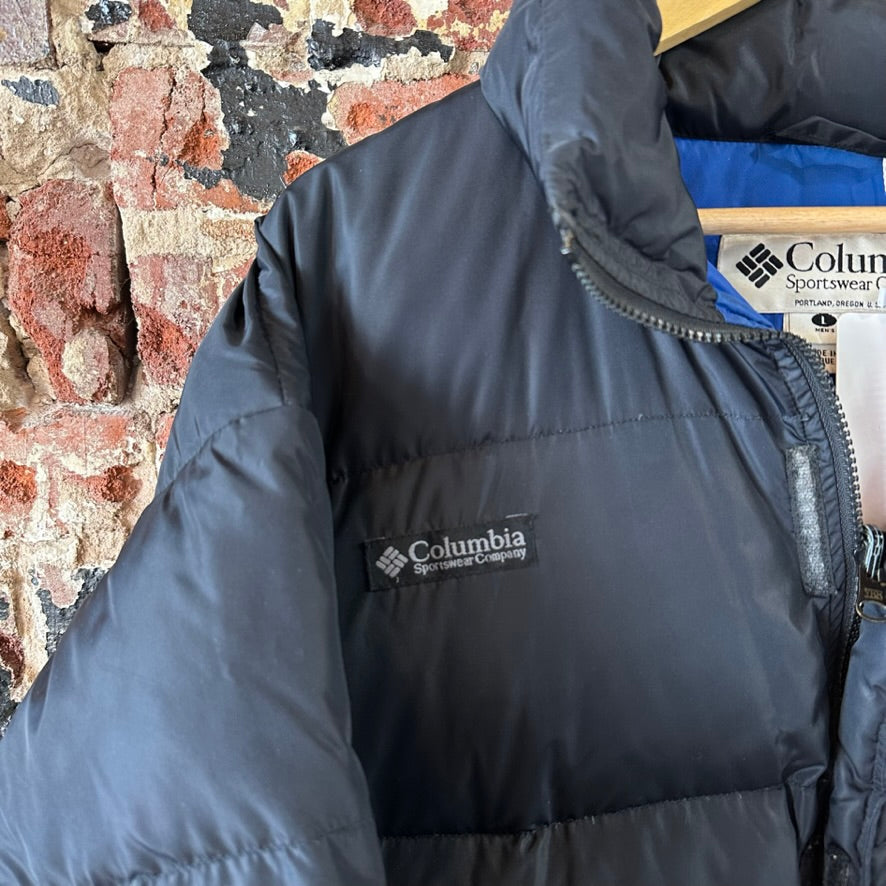 Columbia Men's Duck Down Puffer Jacket Black Full Zip