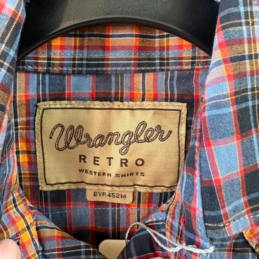 Wrangler Shirt Boys Small Button Up Youth Rodeo Cowboy Western Long Sleeve Blue