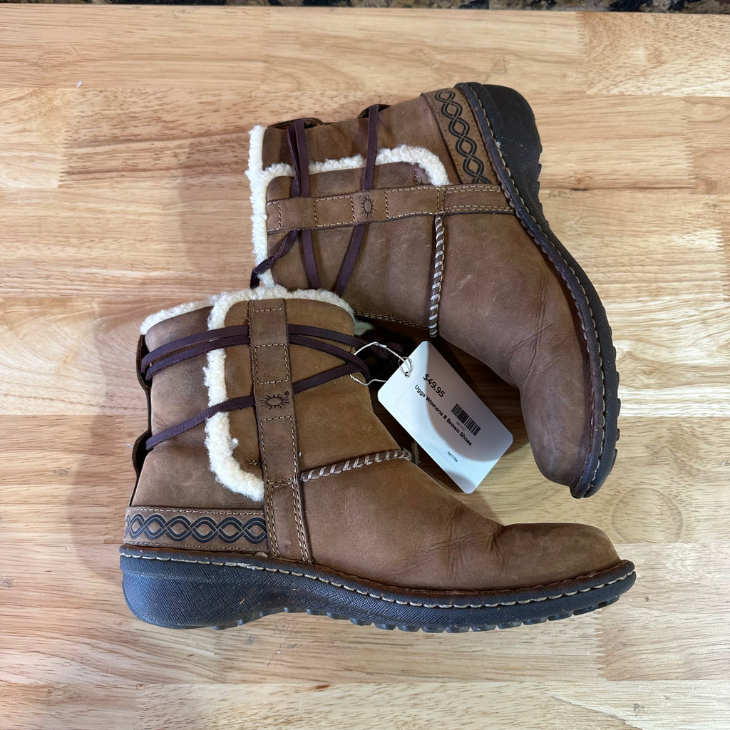 Ugg Australia Cove La Jolla Women's Size 8 Brown Leather Shearling Boots
