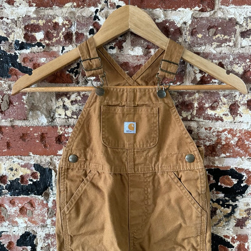 Carhartt Brown Overall Bibs Kids 18M Farm Work Toddlers double knee