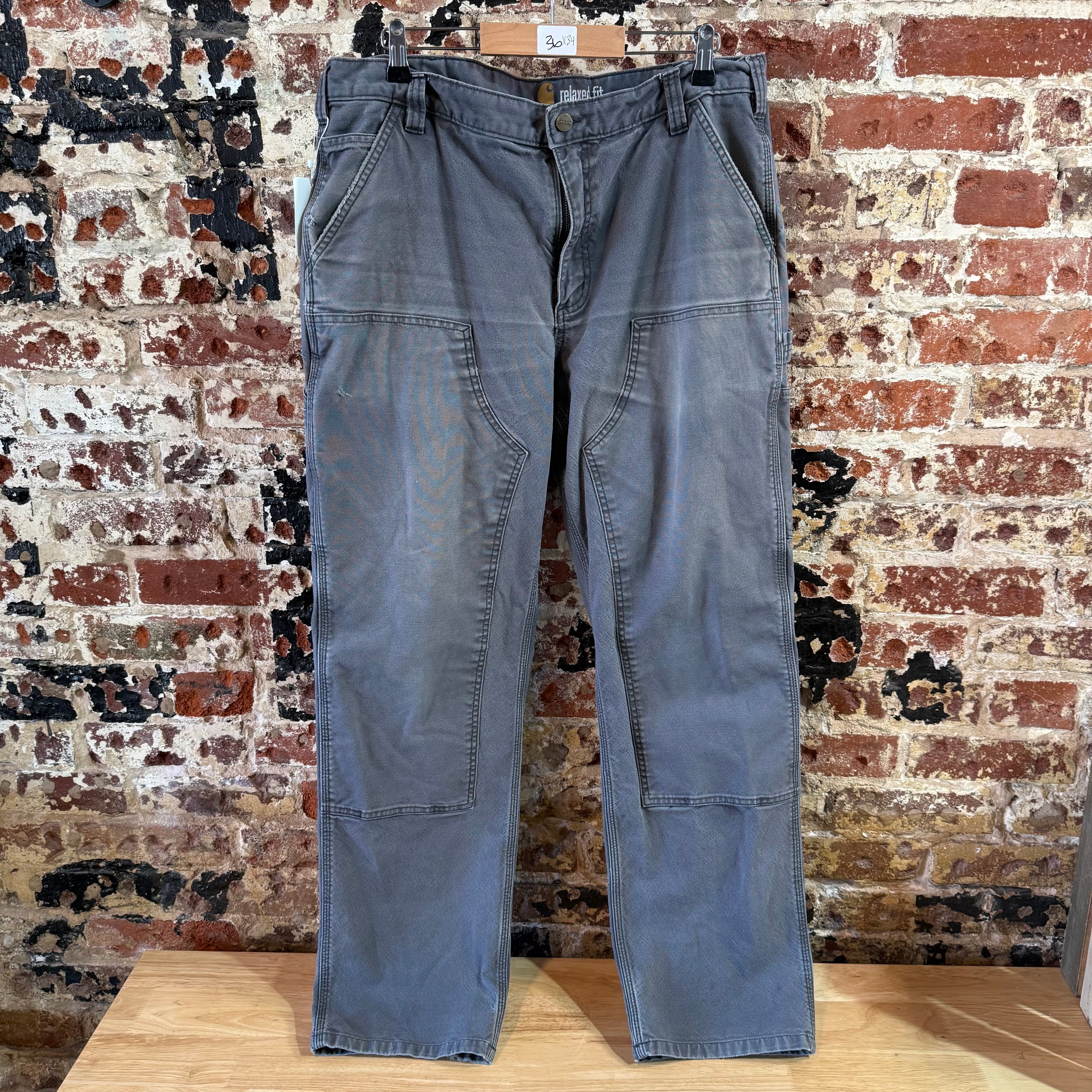 Carhartt Double Knee Gray Pants Mens 36x34