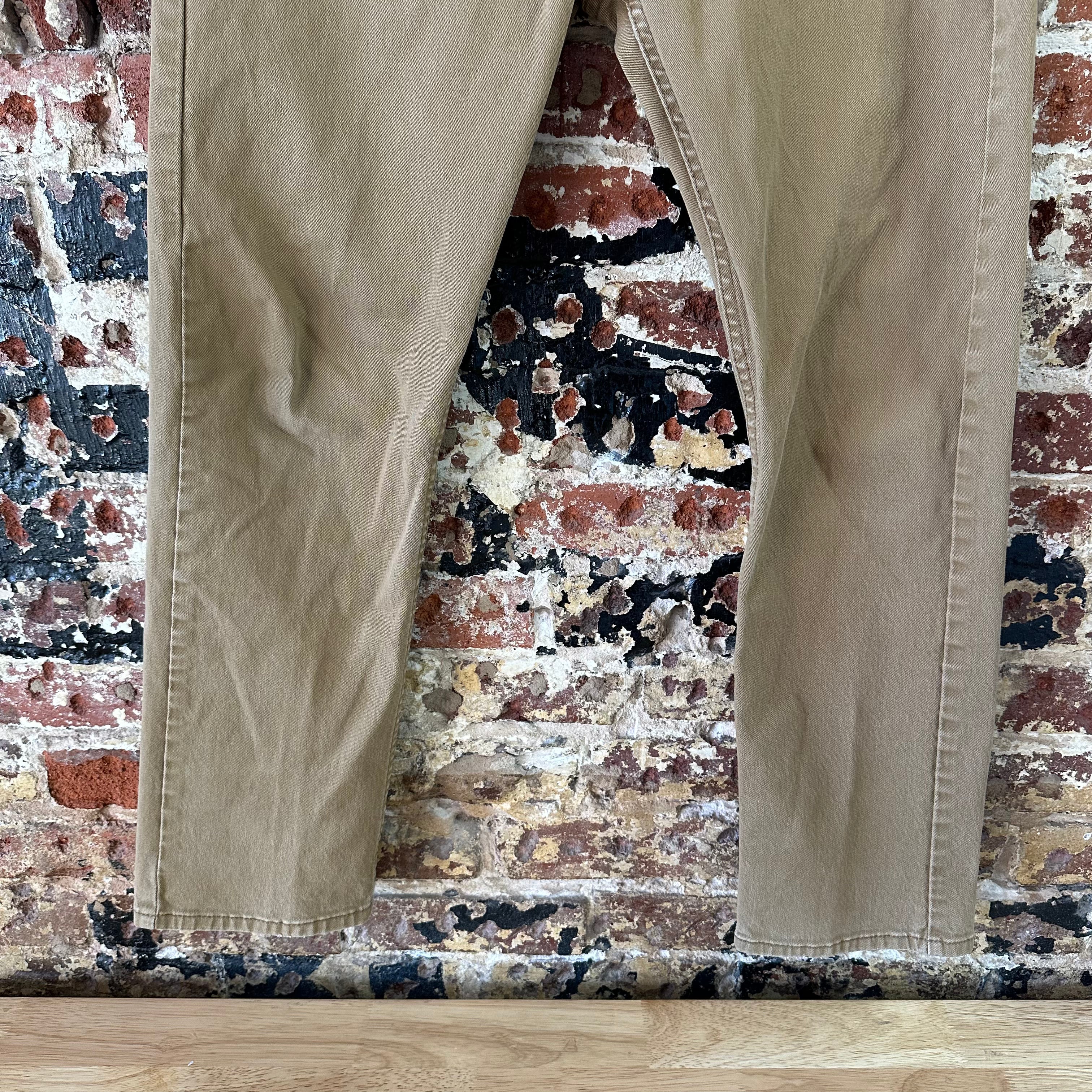 Levis 513 Jeans Mens 34x30 Brown Tan Slim Straight Leg Denim (measures 35x28.5)