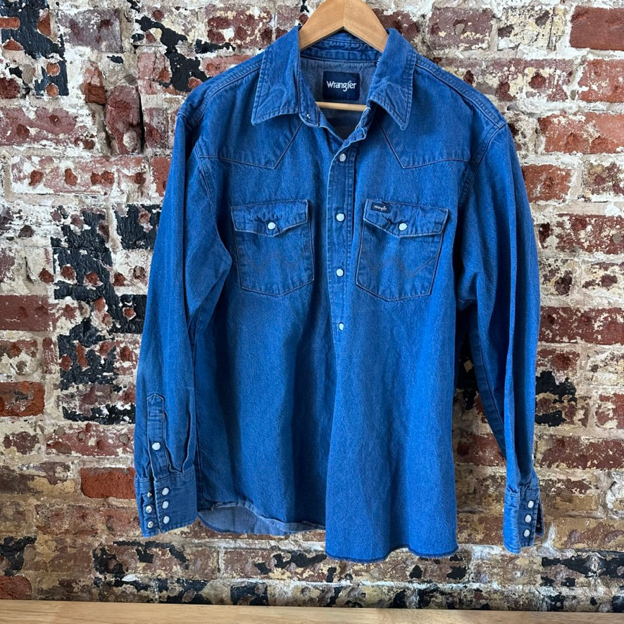 Wrangler Men's 17.5x36 Blue Western Shirt