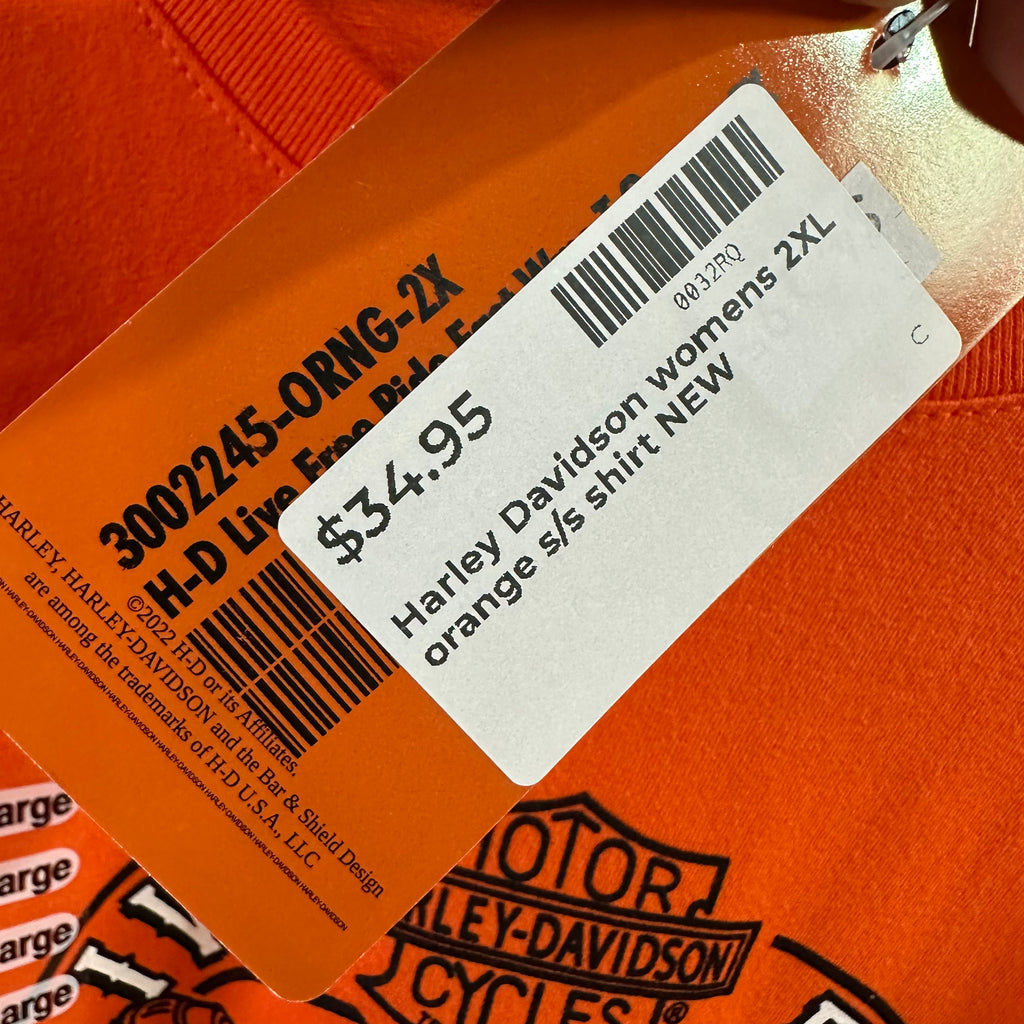 Harley Davidson Women's 2XL Short Sleeve Orange T-Shirt NEW