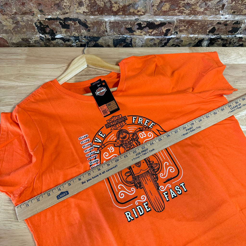 Harley Davidson Women's 2XL Short Sleeve Orange T-Shirt NEW
