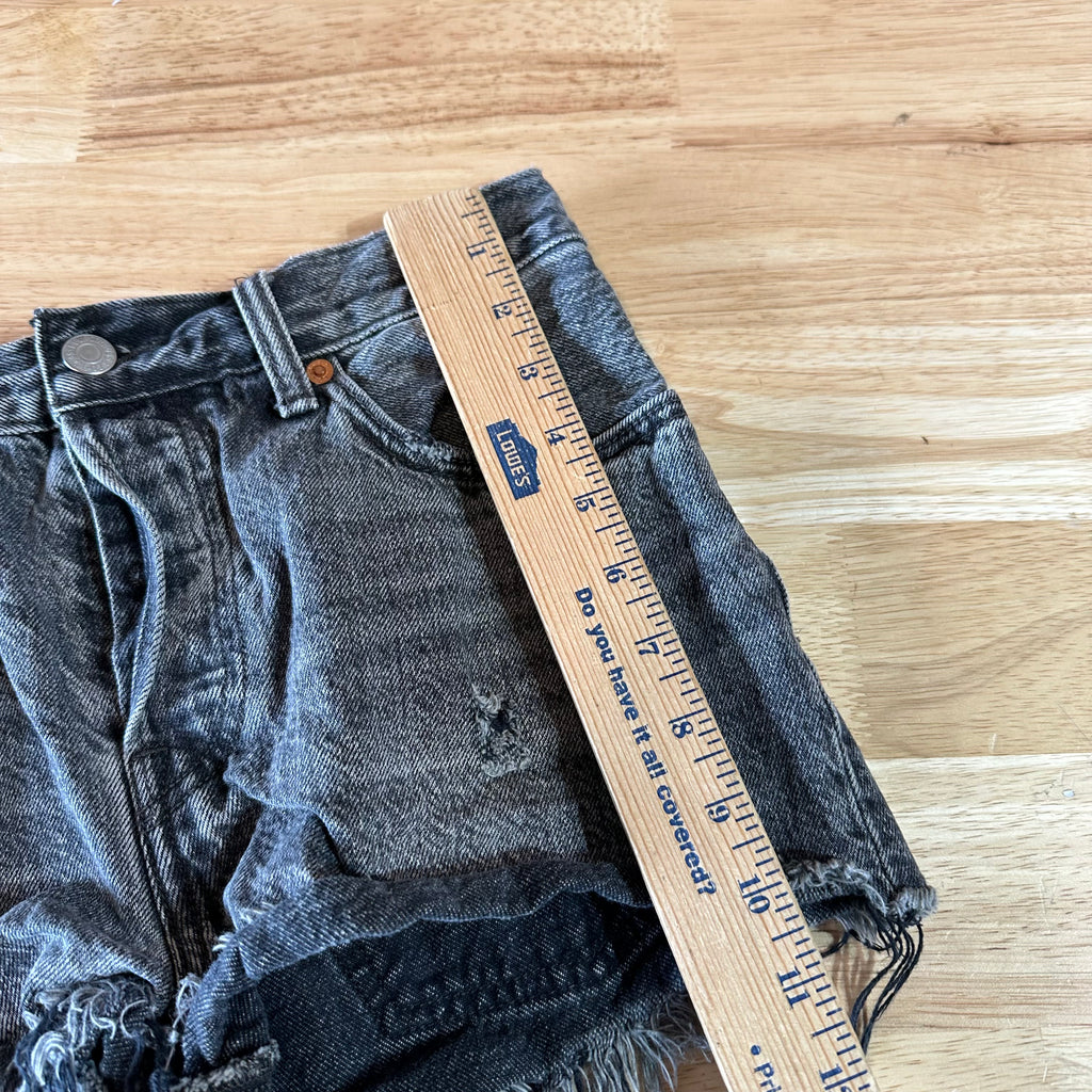 Levi's Cut Off Denim Black Jean Shorts Womens 27 Distressed- 30x2"