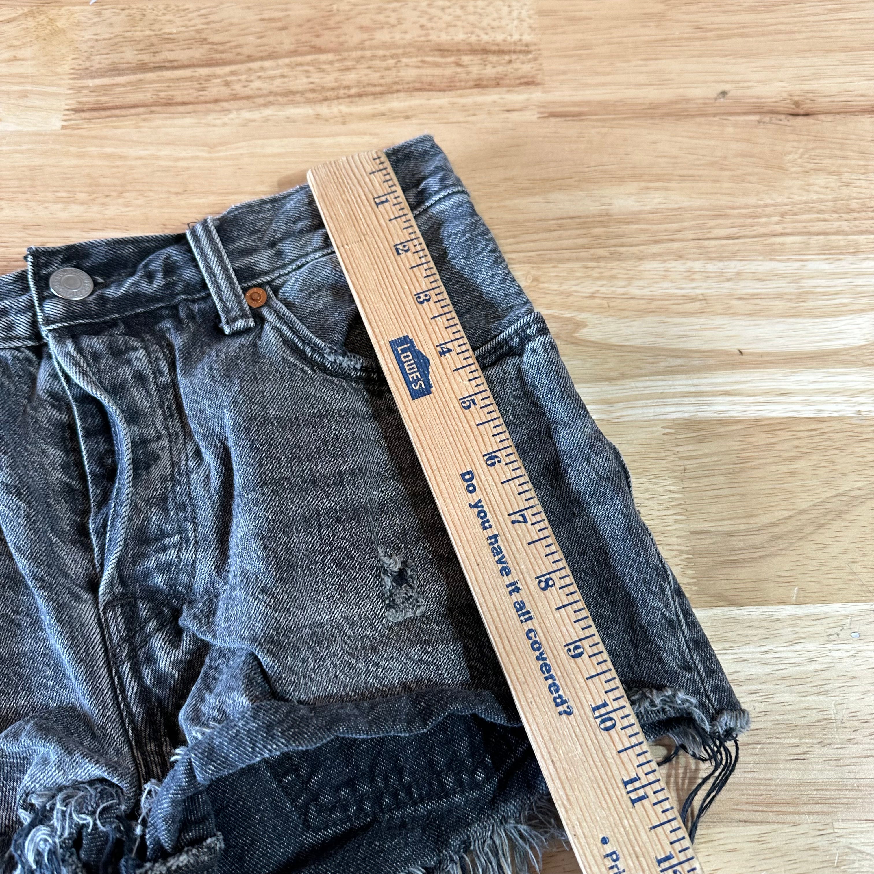 Levi's Cut Off Denim Black Jean Shorts Womens 27 Distressed- 30x2"