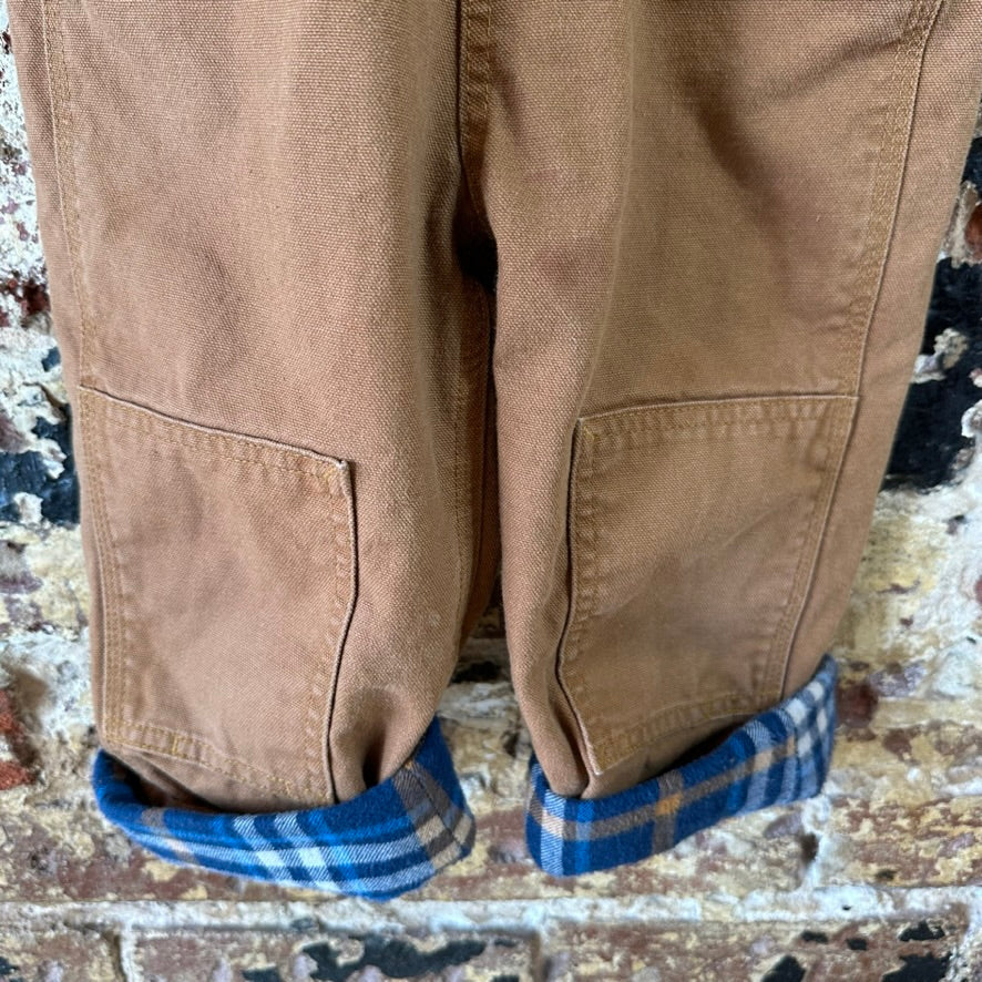 Carhartt Brown Flannel Lined Bibs Boys 3T